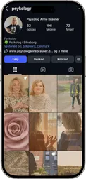 Psykolog Anne Bräuner Instagram profilbilleder og opslag